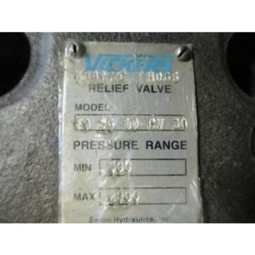 VICKERS HYDRAULIC RELIEF VALVE F  CG 10 CV 30 , 500  -  2000 PSI  63375 H06S NOS