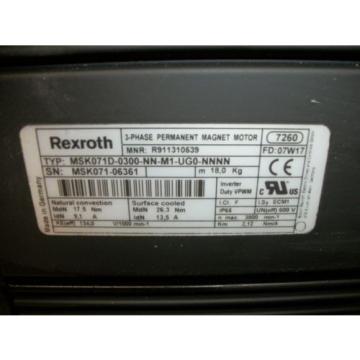 Rexroth Bosch MSK071D-0300-NN-MI-UGO 71D Frame Servo Motor MOT3145