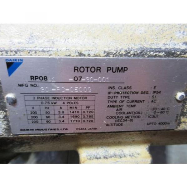 DAIKIN ROTOR PUMP RP08A1-07-30-001 30-PC-05009 CLASS E IP54 S1 MAZAK QT-6G #4 image